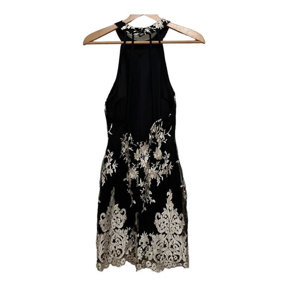 LILY DRESS, EMBROIDERED WOVEN DRESS WITH MESH HALTER HIGH NECK XS - Picture 6 of 9